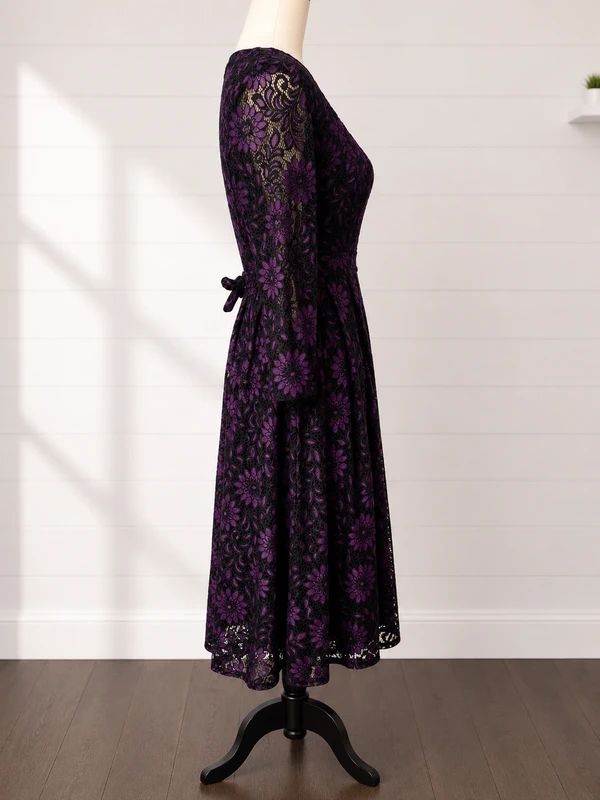 Lindy Bop Lisette UK 14 Lace Fit & Flare Midi Dress Vintage Occasion Gothic