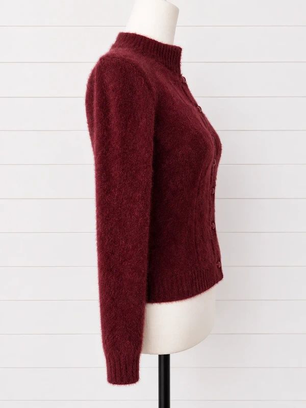 Collectif Vintage Burgundy Fuzzy Cardigan UK 12 Gothic Retro Grunge
