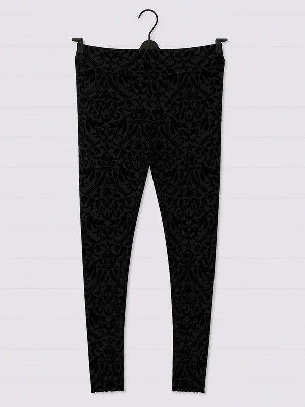 Killstar Sheer Gothic Damask Leggings UK 8 Black Mesh Alternative Emo Witchy Skinny Trousers
