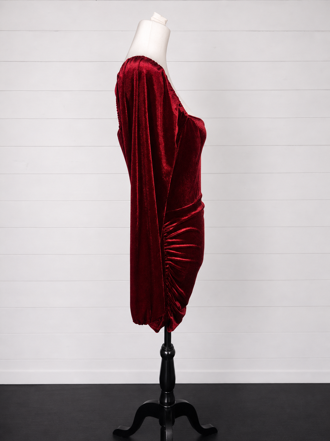 Cider Red Velvet Ruched Bodycon Mini Dress Size M