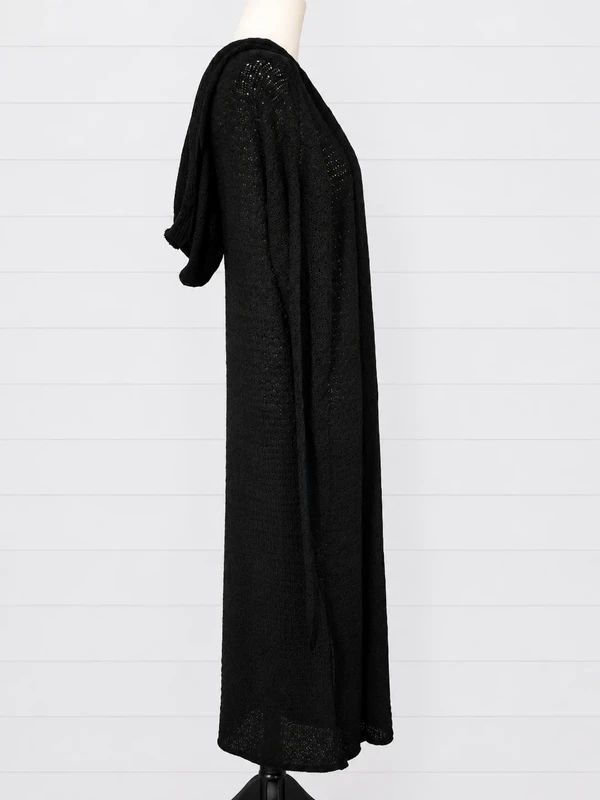Necessary Evil Athena Long Hooded Cardigan Size M Gothic Black Maxi Hooded Duster Alternative