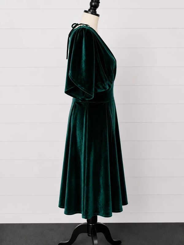 Lindy Bop Carole BNWT UK 14 Emerald Green Velvet Midi Dress Vintage Glam Party Occasion