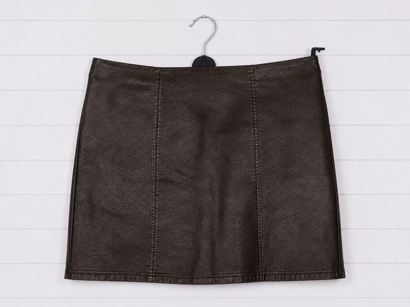 Next Bronze Faux Leather Mini Skirt UK 12 Long Y2K Metallic Party Gothic