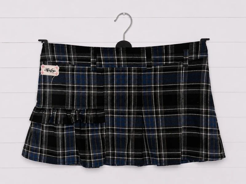 Henleys Plaid Pleated Mini Skirt UK 12/14 Y2K Punk Tartan Low Rise Schoolgirl