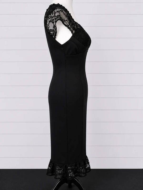 Lindy Bop BNWT UK 14 Black Lace Sleeve Wiggle Midi Dress Vintage Pin Up Gothic Occasion