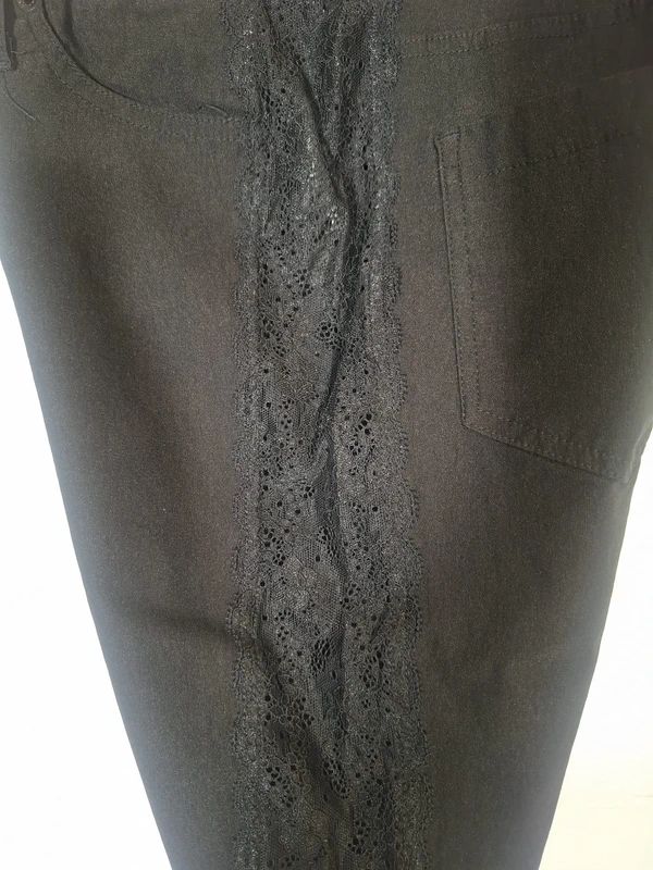 Killstar Size S Black Lace Side Stripe Skinny Trousers Gothic Alternative Emo Grunge
