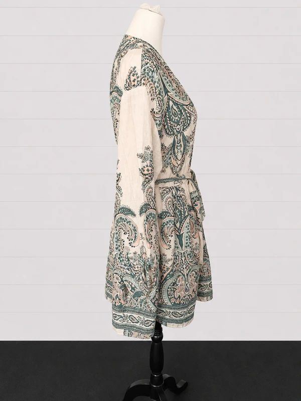 Mochy Paisley Boho Kimono Dress UK 12 14 Bohemian Tie Waist Smock Dress