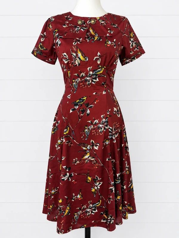 Hell Bunny Bird Print Tea Dress UK 8 BNWT Vintage Rockabilly Retro Midi Dress