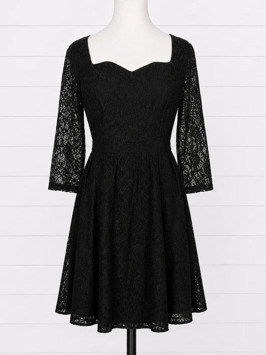 Lindy Bop Black Lace Sweetheart Midi Dress UK 14 Gothic Occasion