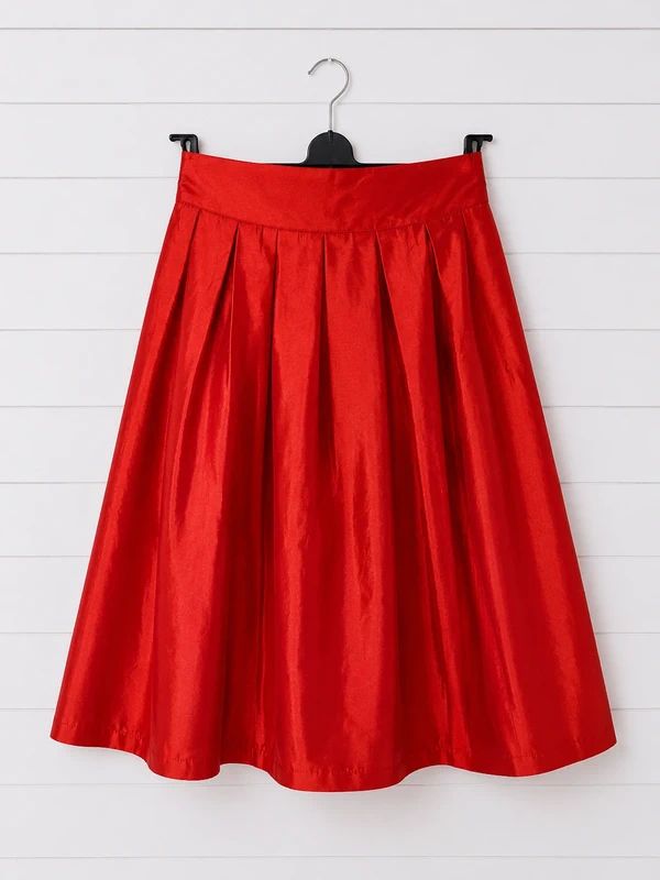Lindy Bop Marnie Midi Skirt UK 8 Red Satin Vintage Rockabilly Full Prom Skirt