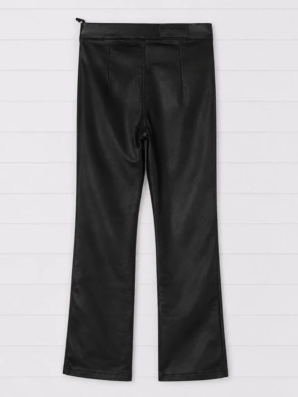 Disturbia Black Faux Leather Flared Trousers Size S UK 8 High Rise Gothic Alt Biker Zip Pants