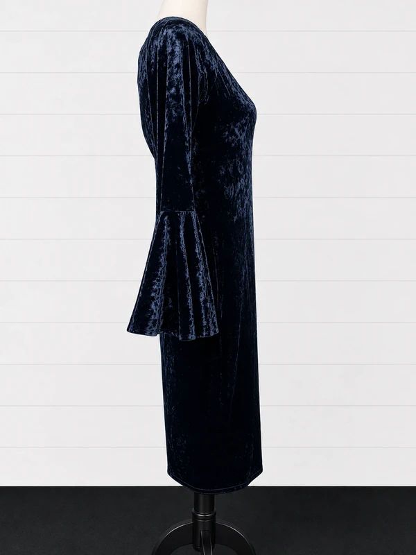 Luna Loves UK 14 Blue Crushed Velvet Bell Sleeve Gothic Midi Dress