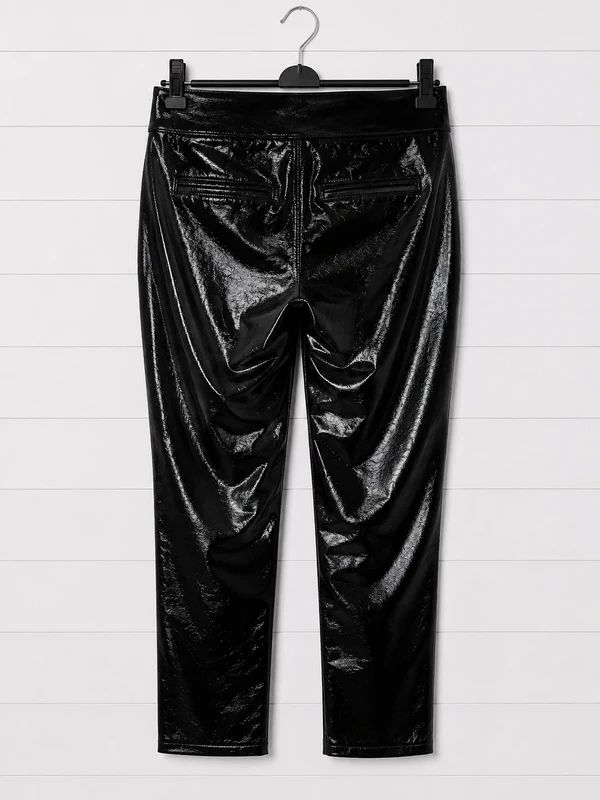 Blank NYC Size 27 Black Patent Faux Leather Cropped Trousers High Rise Wet Look BNWT