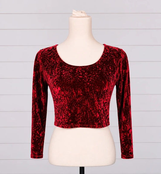 Staring At Stars Burgundy Crushed Velvet Crop Top Size M Y2K Gothic Party