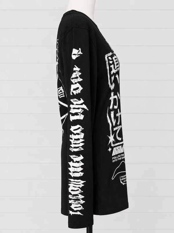 Killstar Size S UK 8–10 Black Anime Demon Graphic Long Sleeve Oversized Gothic Alternative Top