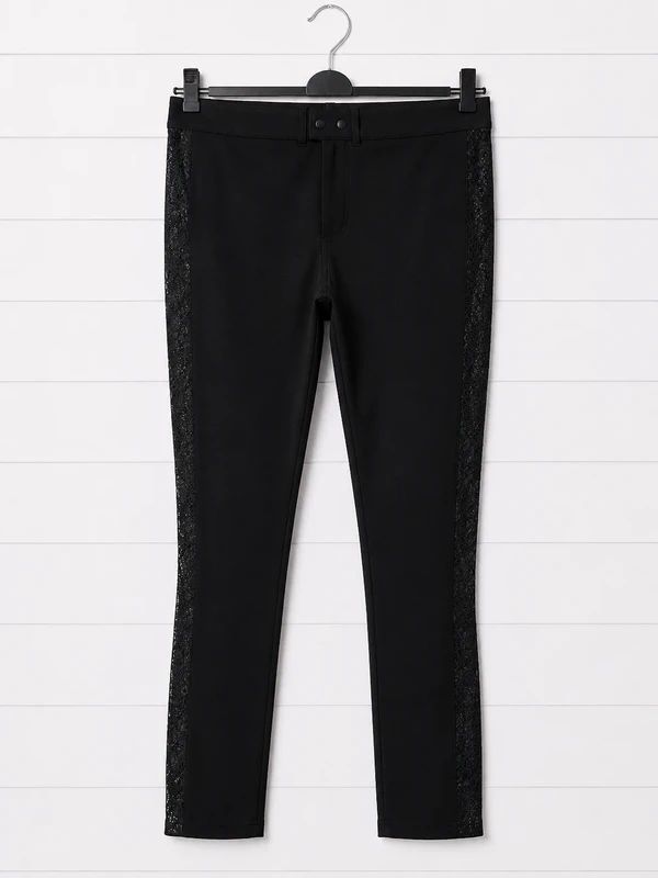 Killstar Size S Black Lace Side Stripe Skinny Trousers Gothic Alternative Emo Grunge