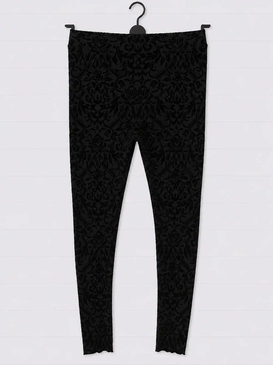 Killstar Sheer Gothic Damask Leggings UK 8 Black Mesh Alternative Emo Witchy Skinny Trousers