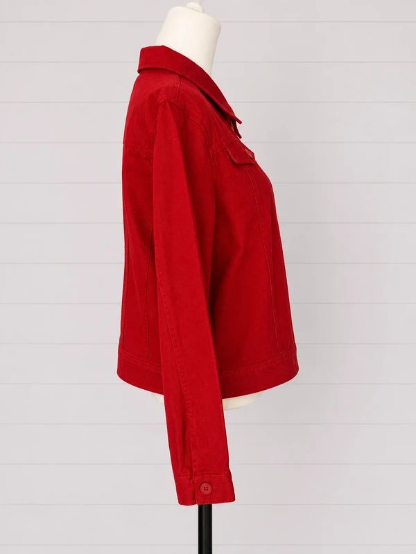 Princess Highway Holly Drill Jacket UK 18 BNWT Red Cotton Utility Denim Jacket