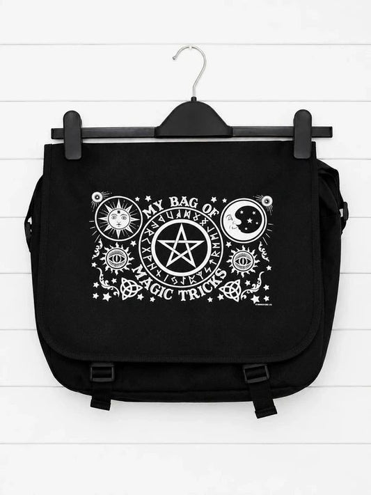 Black Gothic Witchy Messenger Bag Pentagram Celestial Magic Alternative Satchel 16x12