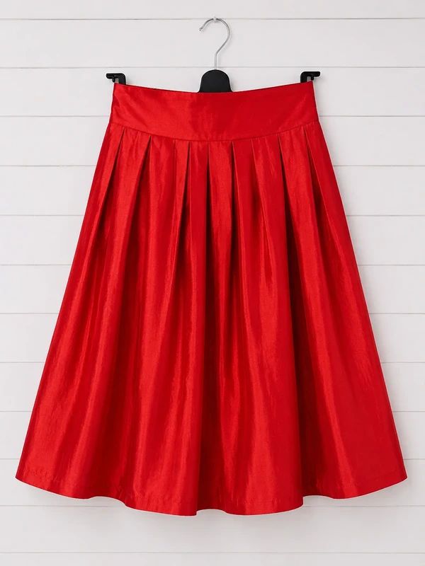 Lindy Bop Marnie Midi Skirt UK 8 Red Satin Vintage Rockabilly Full Prom Skirt