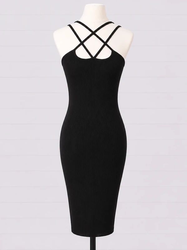 Killstar Size S Black Rib Knit Strappy Bodycon Midi Dress Gothic Alt Witchy Cut Out Dress
