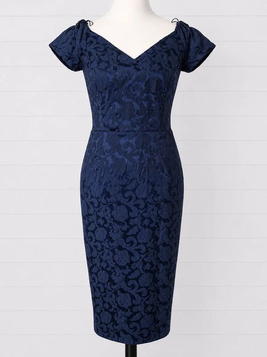 British Retro Made In London UK 12 Vintage Style Fit & Flare Midi Dress Rockabilly Pin Up