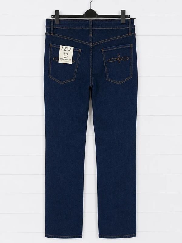 River Island Denim Specialist Stretch Straight Jeans UK 10 Long Dark Blue BNWT