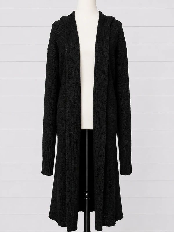 Necessary Evil Athena Long Hooded Cardigan Size L Black Gothic Maxi Duster Witchy Alternative