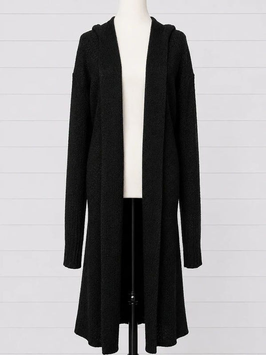 Necessary Evil Athena Long Hooded Cardigan Size L Black Gothic Maxi Duster Witchy Alternative
