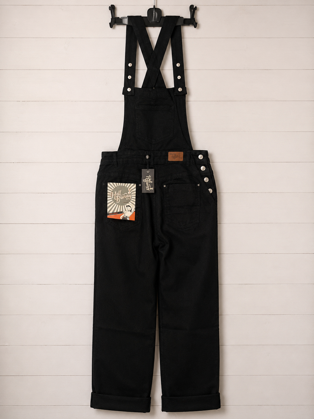 Hell Bunny Elly May Dungarees BNWT Size S UK 10 Gothic Wide Leg