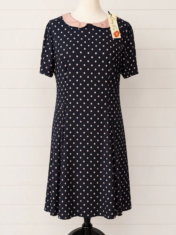Lindy Bop Brianne Blush Polka Dot Dress UK 16 BNWT Retro Tea Dress
