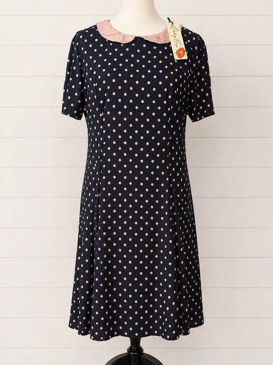 Lindy Bop Brianne Blush Polka Dot Dress UK 16 BNWT Retro Tea Dress