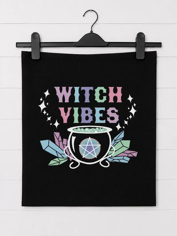 Grindstore Witch Vibes Tote Bag Black Witchy Pastel Gothic Alternative Shopper