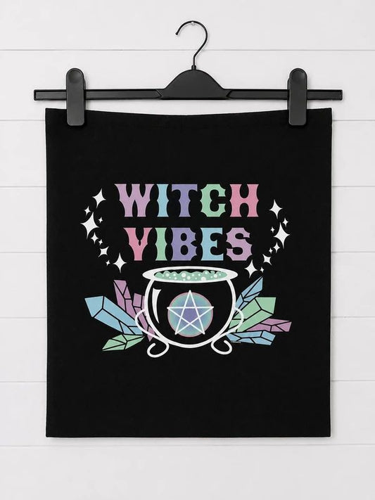 Grindstore Witch Vibes Tote Bag Black Witchy Pastel Gothic Alternative Shopper