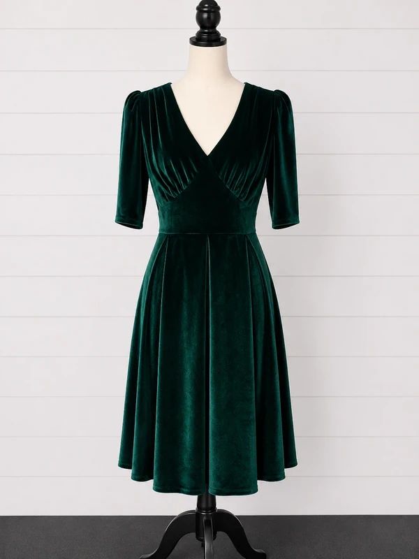 Lindy Bop Carole BNWT UK 14 Emerald Green Velvet Midi Dress Vintage Glam Party Occasion