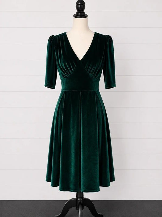 Lindy Bop Carole BNWT UK 14 Emerald Green Velvet Midi Dress Vintage Glam Party Occasion