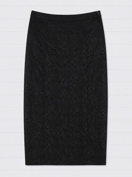 Banned Alternative Black Damask Gothic Pencil Midi Skirt Size XS UK 8 Zip Detail Witchy Alt