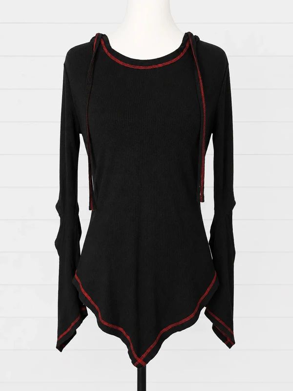 Killstar Black Hooded Handkerchief Hem Top Size S Gothic Grunge Alternative Fairycore Hoodie