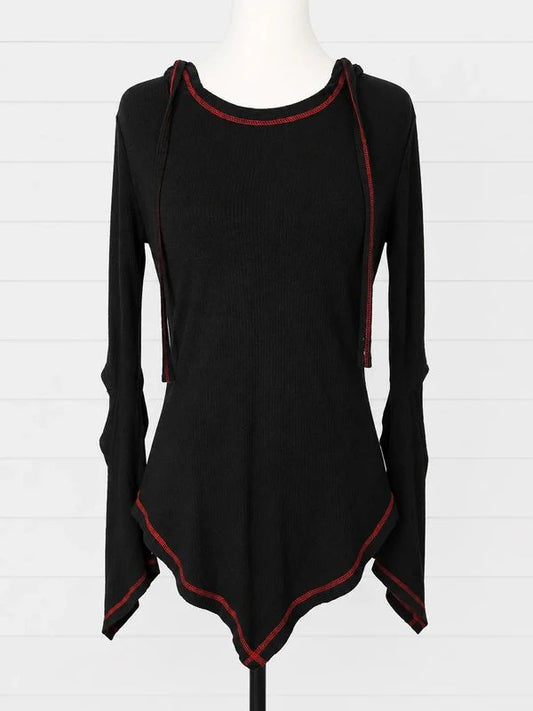 Killstar Black Hooded Handkerchief Hem Top Size S Gothic Grunge Alternative Fairycore Hoodie