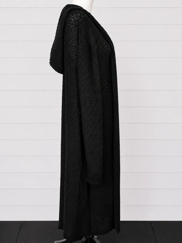 Necessary Evil Athena Long Hooded Cardigan Size L Black Gothic Maxi Duster Witchy Alternative