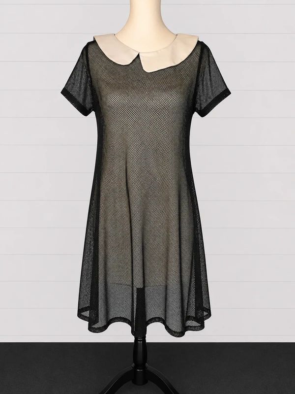 Banned Alternative UK 8/10 Black Mesh Peter Pan Collar Gothic Mini Dress