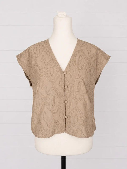 Disturbia Suma Textured Cotton Blouse UK 8 BNWT Cottagecore Boho Neutral Top