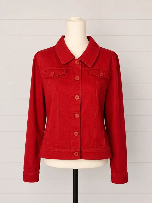 Princess Highway Holly Drill Jacket UK 18 BNWT Red Cotton Utility Denim Jacket