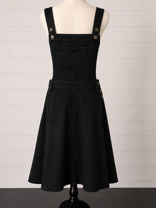 Hell Bunny Dakota Denim Pinafore Dress BNWT Size M UK 12 Gothic