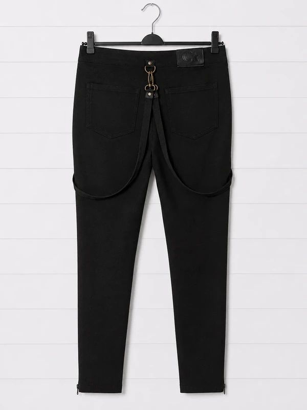 Khilist by Killstar Size M Black Harness Skinny Trousers Gothic Alternative Emo Punk Zip Ankle