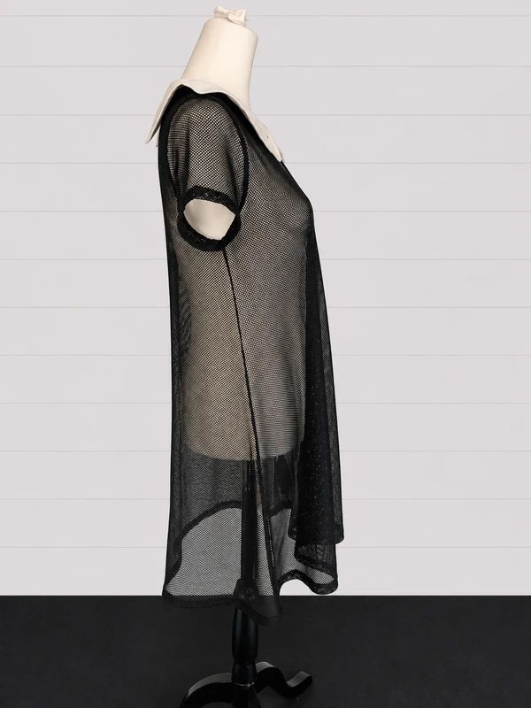 Banned Alternative UK 8/10 Black Mesh Peter Pan Collar Gothic Mini Dress