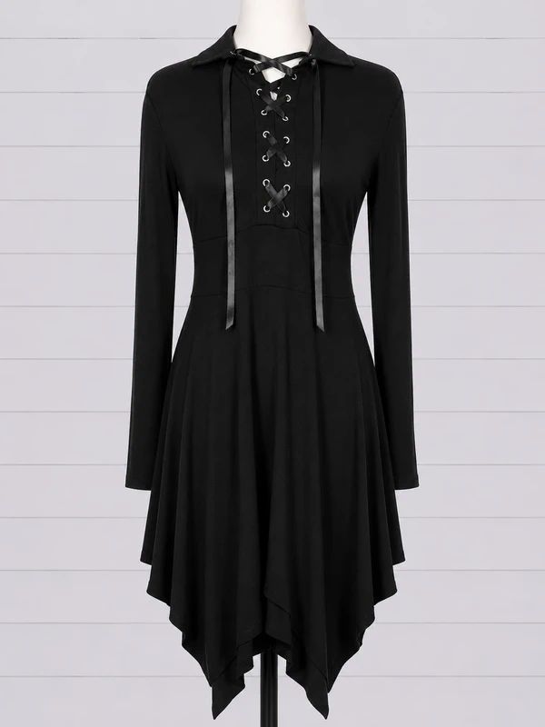 Necessary Evil Size M / UK 12 Black Gothic Alternative Midi Dress Dark Romantic Witchy Emo