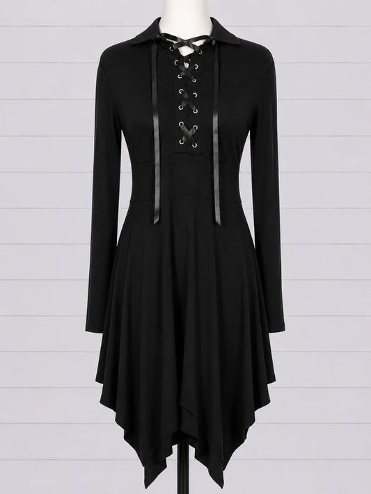 Necessary Evil Size M / UK 12 Black Gothic Alternative Midi Dress Dark Romantic Witchy Emo