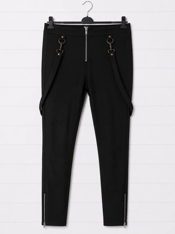 Khilist by Killstar Size M Black Harness Skinny Trousers Gothic Alternative Emo Punk Zip Ankle