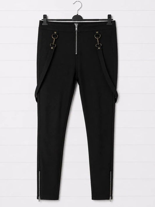 Khilist by Killstar Size M Black Harness Skinny Trousers Gothic Alternative Emo Punk Zip Ankle